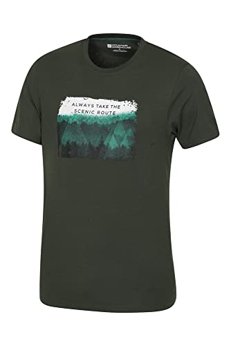 Mountain Warehouse Tri Linear T-Shirt para Hombre - Camiseta Ligera, Top cómodo, Parte de Arriba de Cuidado fácil - Ideal para Viajes, Deportes, Exteriores, Acampar Caqui Oscuro XS