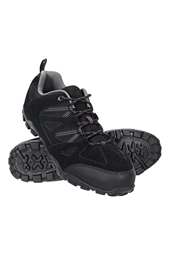 Mountain Warehouse Zapatos para Caminar al Aire Libre de Hombre - Parte Superior de Gamuza y Malla, Plantilla de EVA Acolchada, Suela de Goma - para Senderismo, Viajes Negro 43