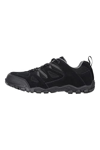Mountain Warehouse Zapatos para Caminar al Aire Libre de Hombre - Parte Superior de Gamuza y Malla, Plantilla de EVA Acolchada, Suela de Goma - para Senderismo, Viajes Negro 43