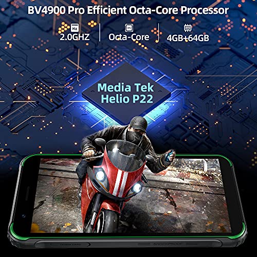 Móvil Resistente, Blackview BV4900 Pro Android 10 Rugged Smartphone 4GB+64GB 2.0GHz MediaTek Helio P22 Octa-Core Procesador, con Batería 5580mAh y 5.7“HD+ Pantalla, Cámara Triple 13MP, IP68/NFC/FM