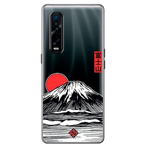 Movilshop Funda para [ OPPO Find X2 Pro 5G ] Dibujo Japones [ Monte Fuji ] de Silicona Flexible Transparente Carcasa Case Cover Gel para Smartphone.