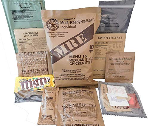 MRE (Meals Ready-to-Eat) – Racionamiento original de los combatientes de guerra de EE. UU.1 paquete de provisiones para militares de diferentes sabores de MRE.