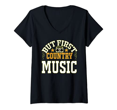 Mujer Camisas Country Para Mujeres Hombres Pero Primero Música Camiseta Cuello V