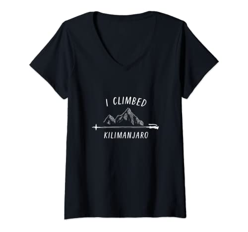 Mujer Subí Kilimanjaro Summit Montaña Escalada Naturaleza Senderismo Camiseta Cuello V