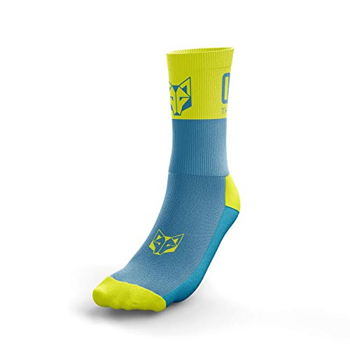 Multi-Sport Socks Medium Cut Light Blue/Fluo Yellow