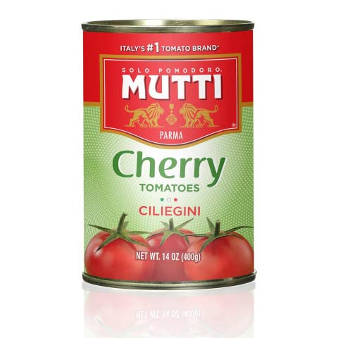Mutti Tomates Cherry (Ciliegini), 14 oz. | Paquete de 6 | Marca de tomates # 1 de Italia | Sabor fresco para cocinar | Tomates enlatados | Apto para veganos y sin gluten | Sin aditivos ni conservantes