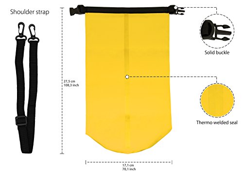 MyGadget Bolsa Estanca 2L - Bolsa Impermeable - Dry Bag Protección Waterproof Mochila para Viajes y Deportes cómo Kayak, Surf - Amarillo