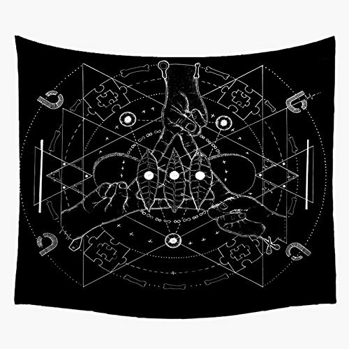 N / A Tapiz de Mandala Bohemio Montaje en Pared Luna y Estrella Tarot Decoración de Pared Tapiz Negro Decoración del hogar Tapiz Grande A7 150x200cm