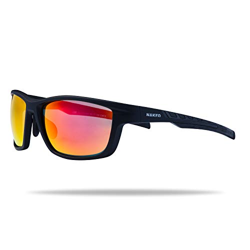 NAKED Optics Sports Rush - Gafas de sol deportivas (marco completo), color negro y rojo