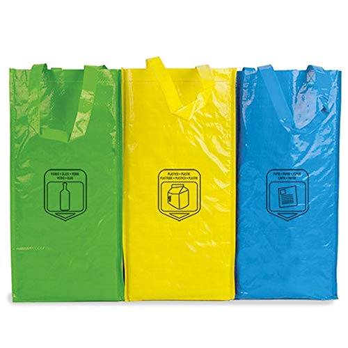 Natuiahan 3 Bolsas de Reciclaje Duraderas Robustas, Prácticas y Fáciles de Limpiar y Transportar.