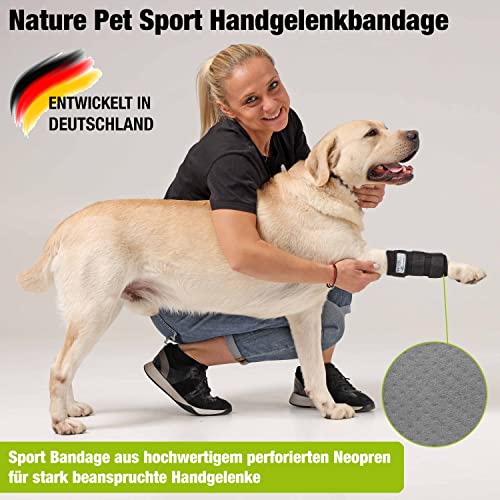 NATURE PET - Vendaje de la articulación carpometacarpiana de Perro para Deporte/Vendaje de Soporte para Perros CarpoLock Sport - Gris - M