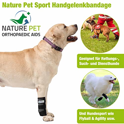 NATURE PET - Vendaje de la articulación carpometacarpiana de Perro para Deporte/Vendaje de Soporte para Perros CarpoLock Sport - Gris - M