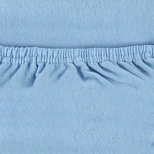 NatureMark Juego de 2 sábanas bajeras ajustables de punto, 100 % algodón, en muchos tamaños y colores, calidad de marca Öko-Tex Standard 100, 180 x 200 cm – 200 x 200 cm, color azul claro