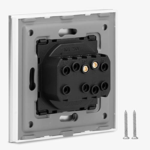 Navaris Interruptor de pared de aluminio - Marco con pulsador táctil para luz - Placa individual empotrable en pared de 8.5 x 8.5 x 4 CM - Plateado