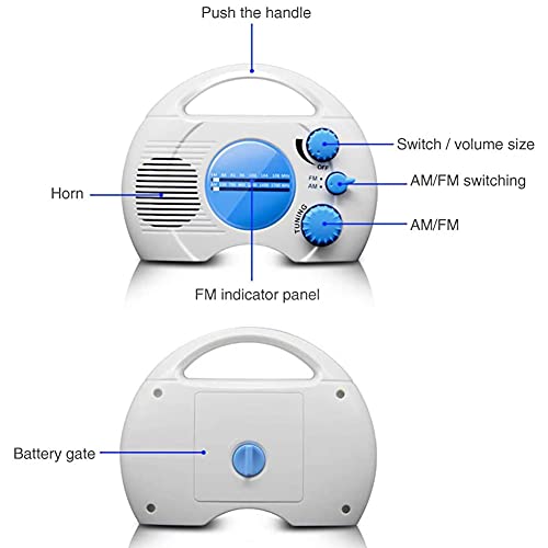NECTSY Radios de ducha impermeable, mini altavoz portátil de baño de música, radio de ducha de alta definición de audio AM FM para baño cocina uso al aire libre