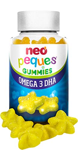 Neo Peques | Gummies Omega 3 y DHA de Origen Vegetal 30 Unidades | Gominolas a Base de Colina y Vitaminas | Tomar 1 o 2 al Día | Para Mayores de 3 años | Caramelo Masticable Infantil | Sabor a Limón