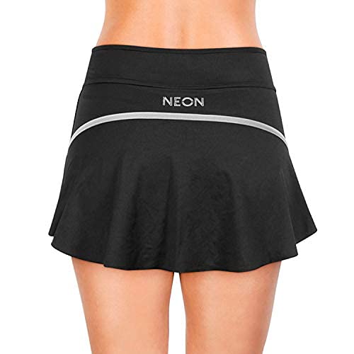 NEON STYLE - Falda de Pádel y Tenis Skirt Básica | Color Negro Básico | Talla M | Incorpora un Pantalón Deportivo de Lycra, Transpirable, Elástico y Cómodo | para Mujeres Deportistas