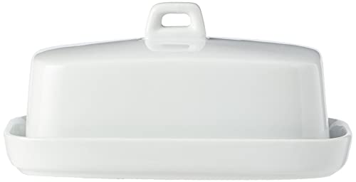 NERTHUS FIH 335 - Mantequera de porcelana con tapa, diseño elegante, color blanco