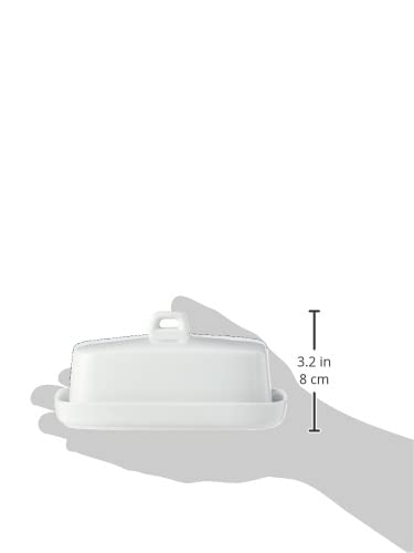 NERTHUS FIH 335 - Mantequera de porcelana con tapa, diseño elegante, color blanco