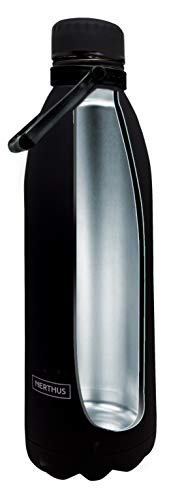 NERTHUS FIH 622 Termo Doble Pared para frios y Calientes Diseño Negra de Acero Inoxidable 1500 ml Libre de BPA, Tapon Hermético, 18/8