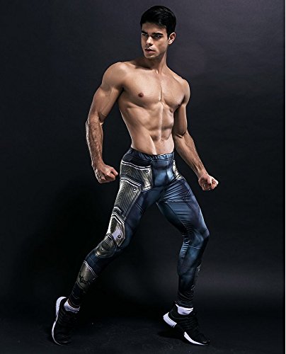 Nessfit Medias de compresión para hombre de superhéroe de capa base, leggings para gimnasio, correr, entrenamiento térmico