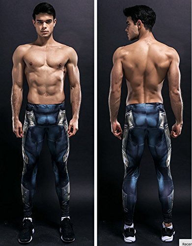 Nessfit Medias de compresión para hombre de superhéroe de capa base, leggings para gimnasio, correr, entrenamiento térmico