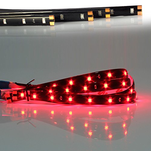 Neuftech 4 X 30cm 15 LED 12V Tira luces flexible impermeable para coche, Decoración de interior y exterior,rojo