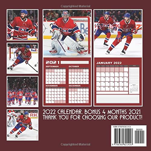 NHL Montreal Canadiens calendar 2022: January 2022 - December 2022 OFFICIAL Squared Monthly Calendar, 12 Months | BONUS 4 Months 2021