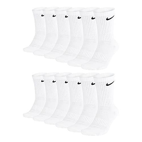 Nike Everyday Cushioned Crew Calcetines de entrenamiento para hombre, 6 pares, 100 blanco., 42-46