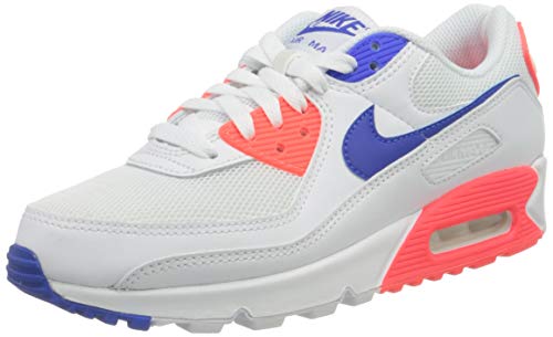 Nike W Air MAX 90, Zapatillas para Correr Mujer, White Racer Blue Flash Crimson, 38 EU