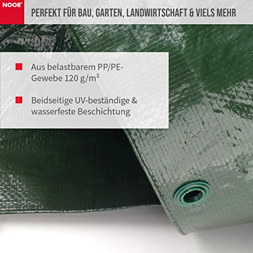 Noor - Lona Multiusos para protección contra la Intemperie (120 g/m2, 150 x 150 cm, Resistente a los Rayos UV, Impermeable y Lavable), Color Verde