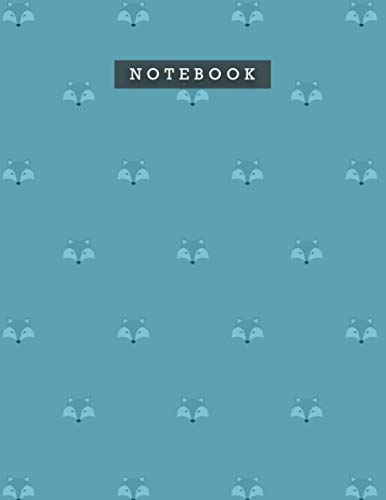 Notebook Pacific Blue Color Cute Smile Foxes Patterns Cover Lined Journal: Diary, Meal, A4, 110 Pages, Do It All, 8.5 x 11 inch, Planning, Weekly, 21.59 x 27.94 cm, Personal