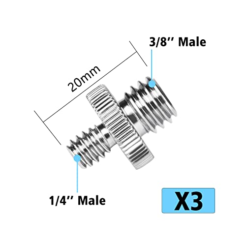Nutmanel Adaptador de tornillo roscado macho estándar de 1/4 "a macho de 1/4 o adaptador de tornillo roscado macho de 3/8", adaptador de tornillo roscado, tiro de fotos