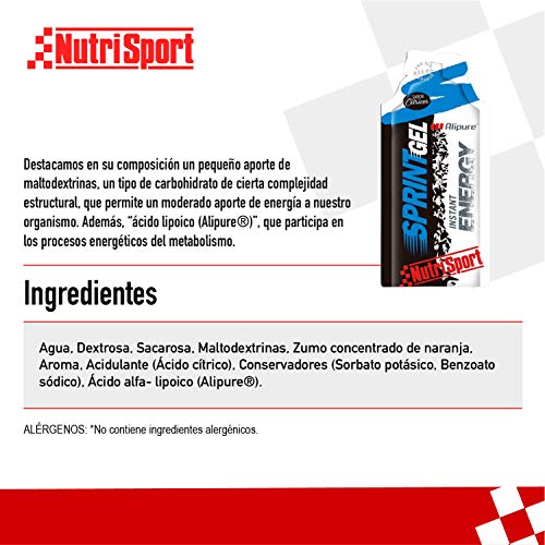 Nutrisport - Sprint Gel, Energía Rápida, Azúcares de Rápida Absorción, Acido Lipoico, Caja de 24, 24x30 gr