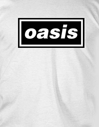 Oasis - Camiseta clásica con Logo Oficial de la Banda Decca para Hombre - Blanco - X-Large