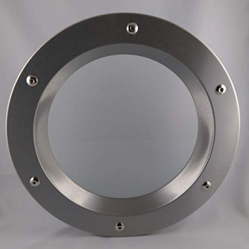 Ojo de buey para puerta de acero inoxidable INOX, diámetro de 350 mm, vidrio transparente, tuercas de collar.