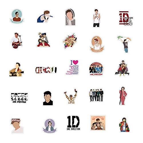 One Direction Stickers Pack 100Pcs, Laptop Stickers Bomb Vinyl Stickers Paquete Variado para Equipaje Computadora Monopatín Coche Motocicleta Calcomanía para Adolescentes Adultos