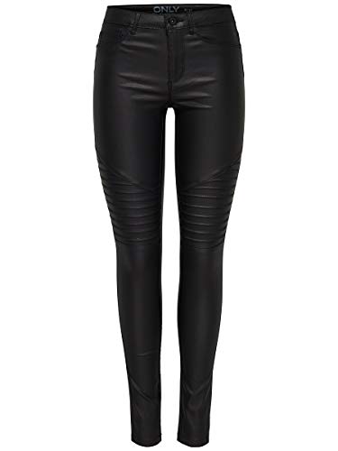 Only Onlnew Royal Coated Biker Skinny Fit Jeans Vaqueros, Negro (Black), L/30L para Mujer