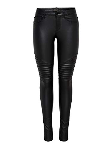 Only Onlnew Royal Coated Biker Skinny Fit Jeans Vaqueros, Negro (Black), L/30L para Mujer