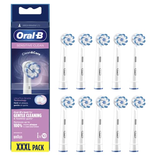 Oral-B Sensitive Clean Recambios Cepillo de Dientes Eléctrico, Pack de 10 Cabezales, Protección Encías - Originales