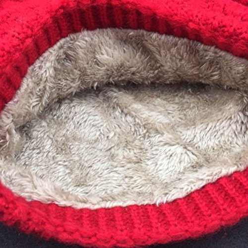 OULII Bufanda de Cuello Invierno de lana para Mujer o Hombre (Rojo)