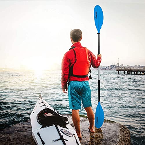 OVERMONT Remos Aluminio de Doble Longitud Total 222 cm Convertibles en uno para Sup Kayak Piragua Canoa Barco Color Negro/Rojo/Naranja
