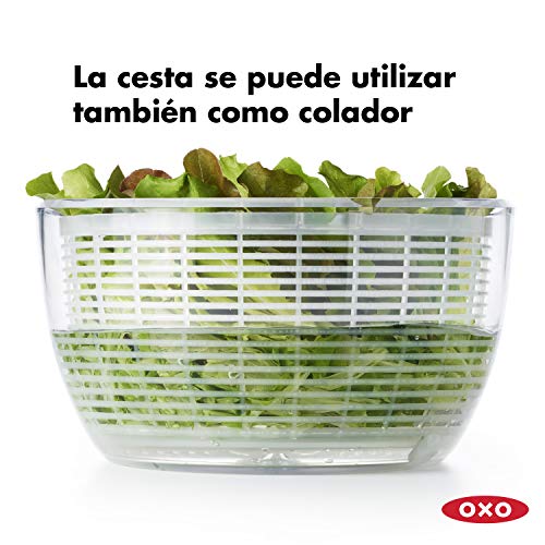 OXO Good Grips, Centrifugadora y escurridor transparente para ensaladas y verduras, tamaño grande