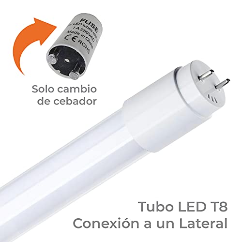 Pack 10x Tubo LED 120cm, 18w. Color Blanco frío (6500K). 1800 lumenes. Cebador LED incluido.