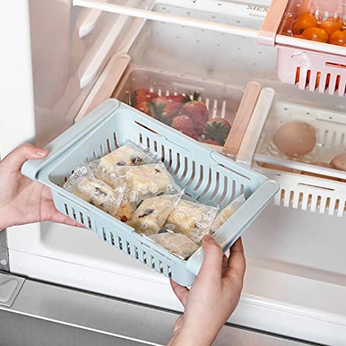 (Pack 2) Organizadores nevera. Contenedor de almacenamiento para frigorífico con cajon extensible. Alimentos ordenados en estante universal con medidas 20 x 16 x 8 cm