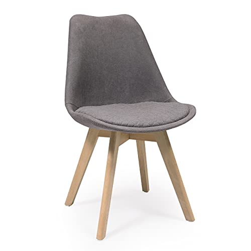 Pack de 4 sillas de Comedor New Day Tela con Asiento pespunteado diseño hexágono (Gris Claro)