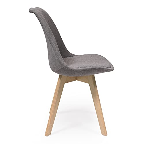 Pack de 4 sillas de Comedor New Day Tela con Asiento pespunteado diseño hexágono (Gris Claro)