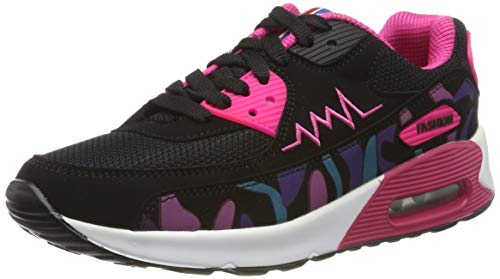 Padgene Zapatillas Deportivas Mujer Antideslizante Transpirable Zapatos Caminar Correr Gimnasio Calzados Moda Ligero Casual Zapatos para Mujer Chica (Negro Rosa, 37EU)