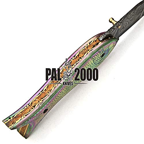 PAL 2000 9574 Cuchillo Plegable de Acero Damasco Hecho a Mano