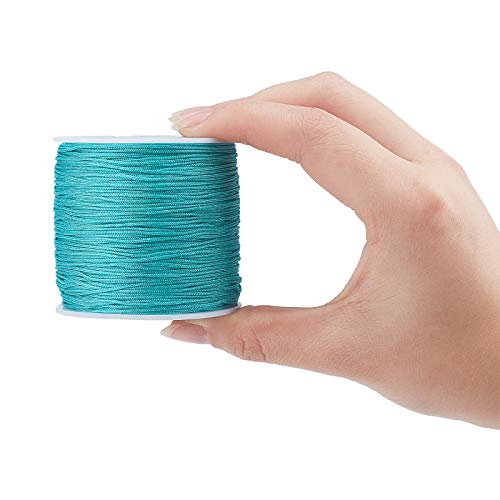 PandaHall Cordón de nailon azul de 0,8 mm, 436 yardas, cordón de anudación artesanal para collar, pulsera, abalorios para hacer joyas, cuerda de ajuste